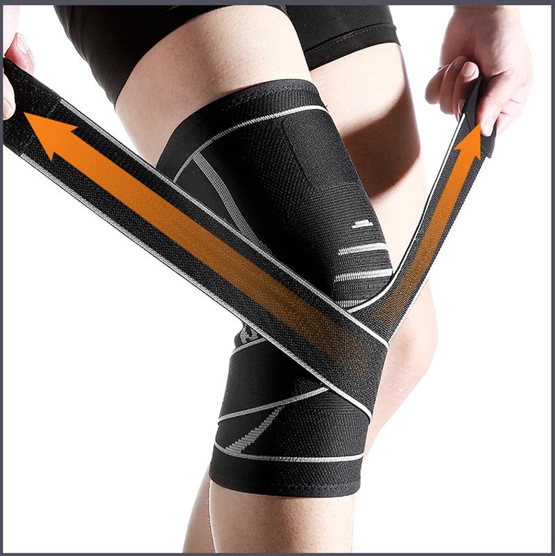 Đai bó đầu gối co dãn có đai thể thao AB30 đen trắng