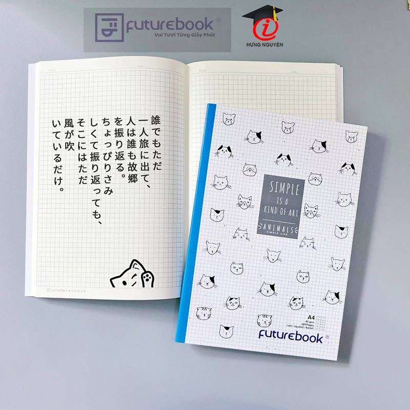 Sổ máy gáy futurebook - a4 - kẻ ca rô - 200trang - đlg: 80gsm - giấy màu ngà