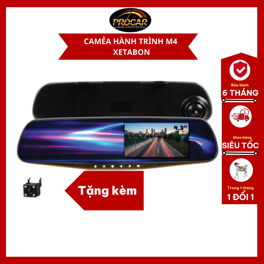 Camera hành trình ô tô M4, cam hỗ trợ trước sau, ghi âm, phù hợp với mọi xe