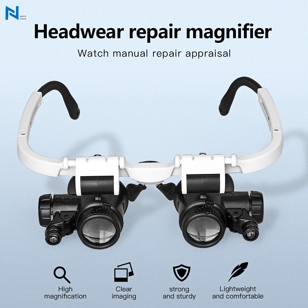 【Miễn phí vận chuyển】NAYA 8x 15x 23x Head Mounted Glasses Magnifier With LED Light Magnifying Glass led lupa For Watchmaker Jewelry Optical Len Glass Magnifier Loupe