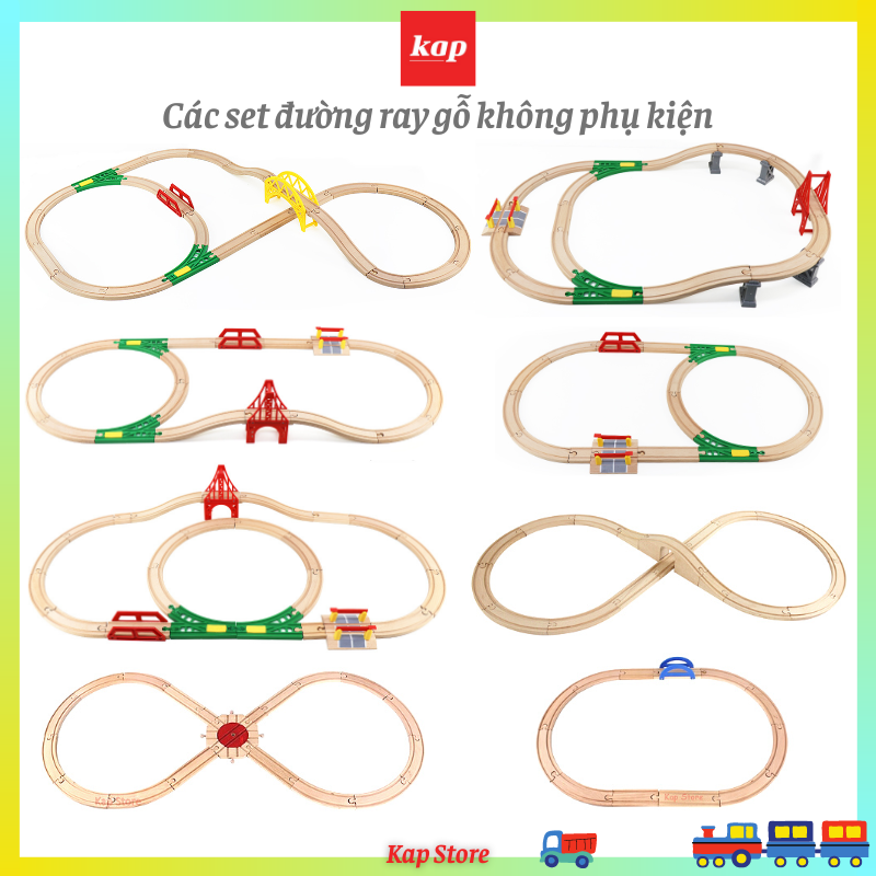 Các set đường ray xe lửa gỗ