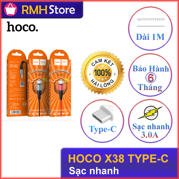 Cáp sạc Hoco X38 TypeC(3A, Sạc nhanh,  1 Mét)  - màu ngẫu nhiên