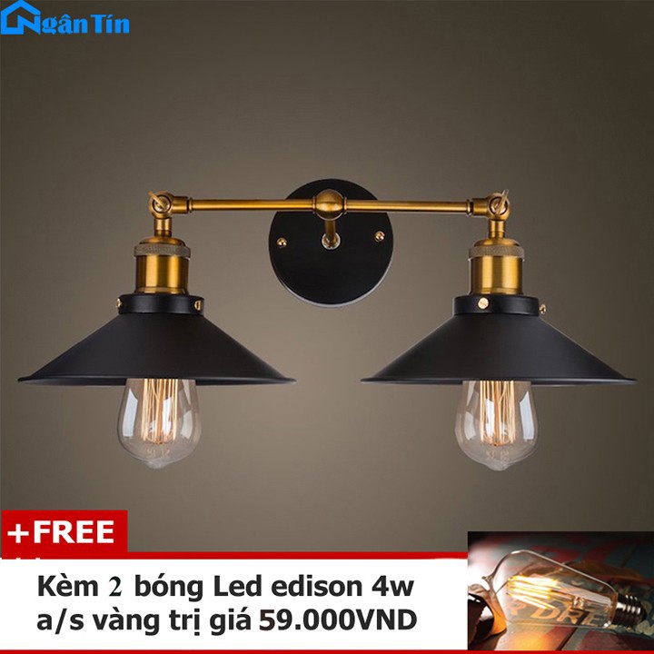 Đèn Led treo tường gắn tường trong nhà cầu thang E27 220V GTCN99 Ngân Tin - Kèm hai bóng LED Edison 4W