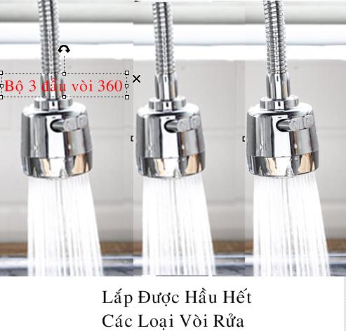 ( Combo 3 ) Đầu vòi rửa chén bát tăng áp Inox 304 điều hướng xoay 360 độ 2 chế độ tiết kiệm nước phù hợp với nhiều loại vòi