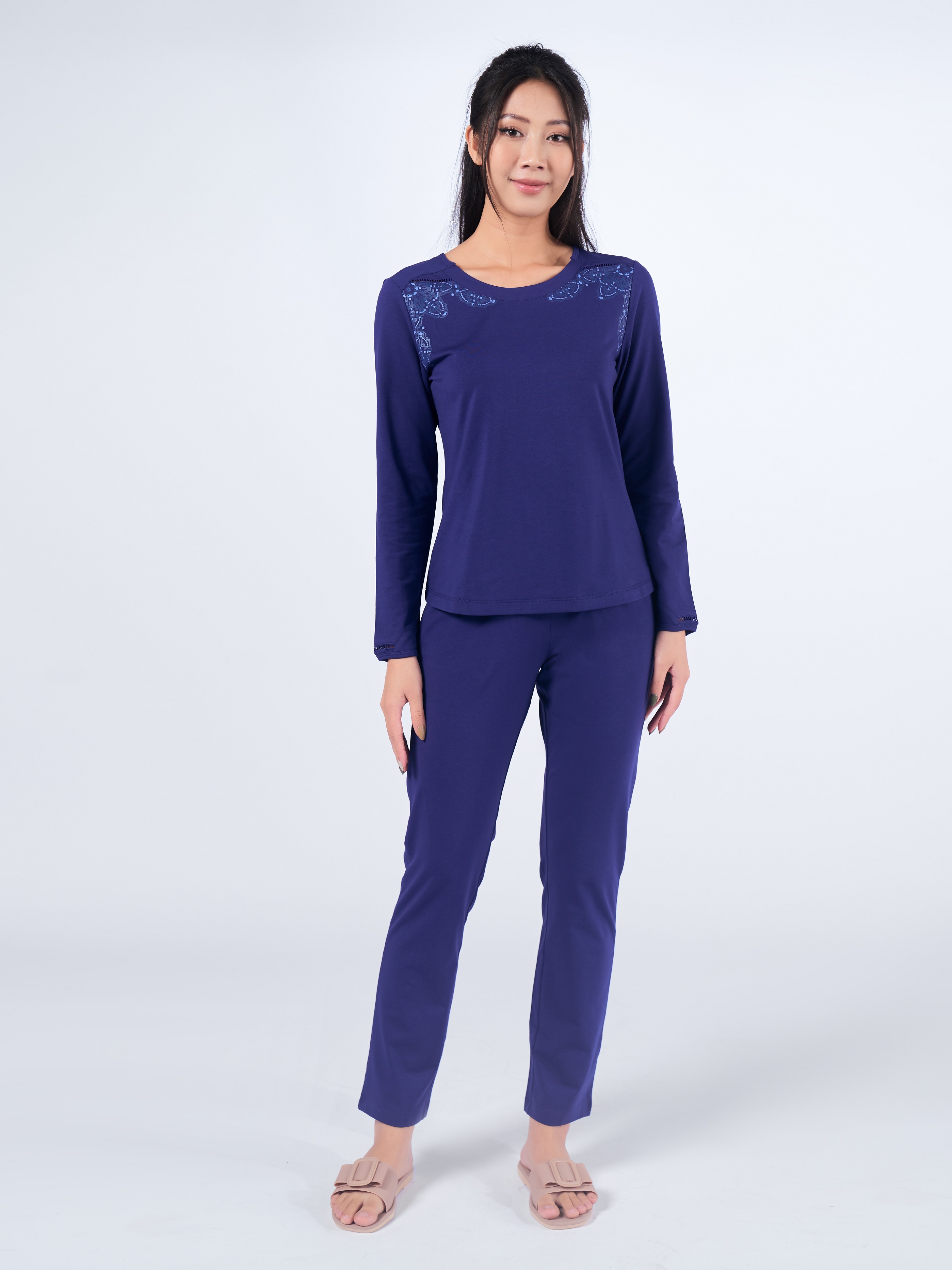 Winny - bộ đồ tay dài quần dài cotton thu đông nữ mặc nhà 2mncv22609d