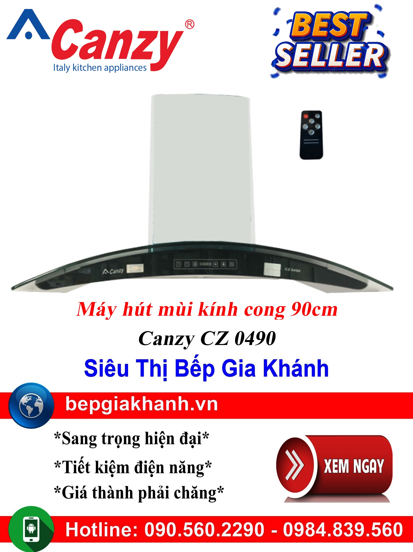 [HCM]Máy hút mùi kính cong 90cm Canzy CZ 0490, máy hút mùi nhà bếp, máy hút mùi bếp, máy hút mùi kính cong, máy hút mùi canzy, máy hút mùi mini, máy hút mùi âm trần, máy hút mùi electrolux, may hut mui
