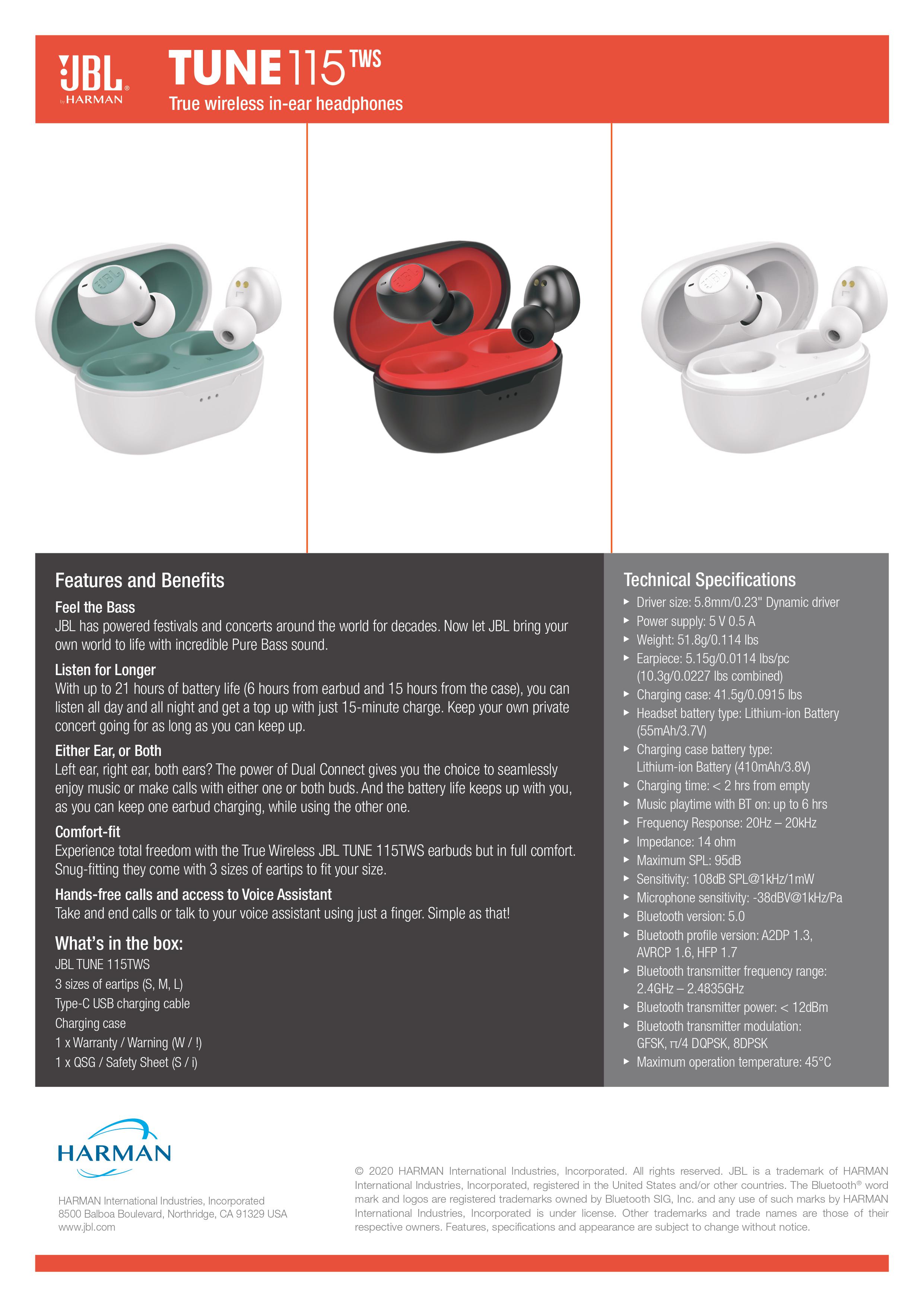 Tai nghe True Wireless JBL TUNE 115TWS - Hàng chính hãng Tai nghe True Wireless JBL TUNE 115TWS - Hàng chính hãng