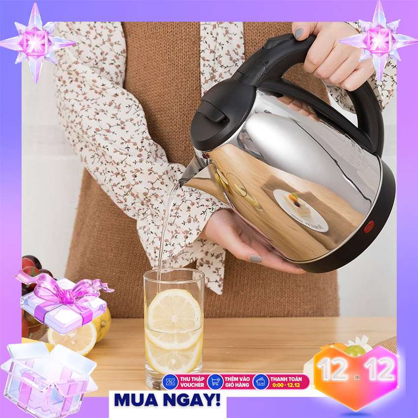 [FREESHIP - GIÁ SỈ]  Ấm Đun Nước Siêu Tốc Bằng Inox - Tiết Kiệm Thời Gian - Độ Bền Cao - Nước Sôi Nhanh Như Tàu Tháo Đuổi - Bảo Hành 1 Đổi 1 bởi Tổng Kho Sỉ Gia Dụng Miền Nam.