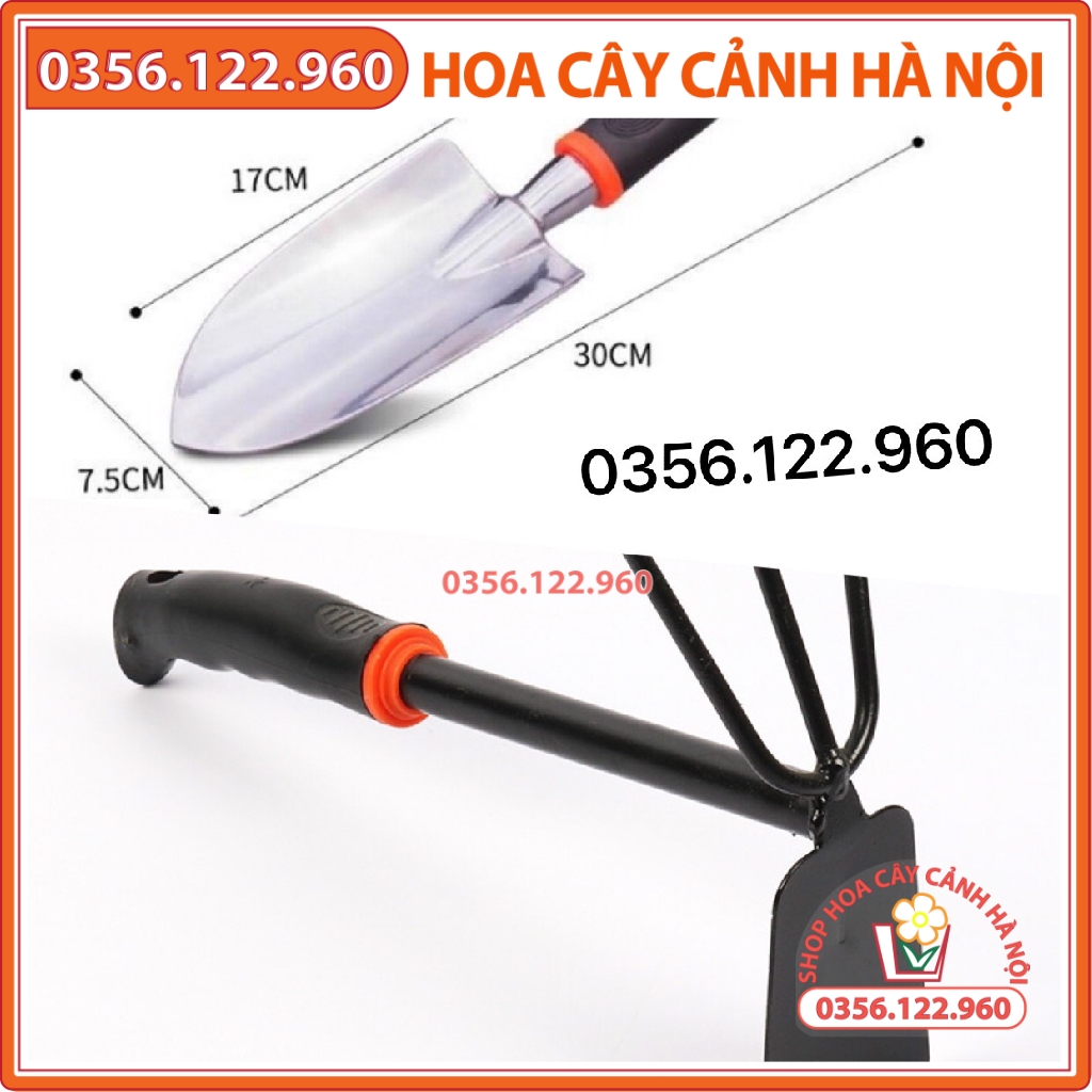 [Rẻ vô địch] L1 Combo 2 dụng cụ làm vườn XẺNG, CUỐC CÀO SỚI ĐẤT 2 ĐẦU MINI CÁN CAO SU dài 30cm tiện dụng