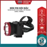 Đèn pin đội đầu SUNHOUSE SHE-5032 cỡ trung, đen đỏ, sáng trắng