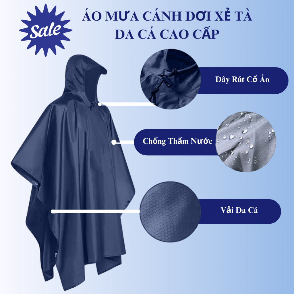 Áo mưa cánh dơi cao cấp màu