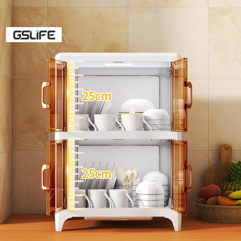 Gslife Kệ Để bát Đĩa kệ Có khay thoát nước kệ để đồ nhà bếp tủ cửa trong suốt