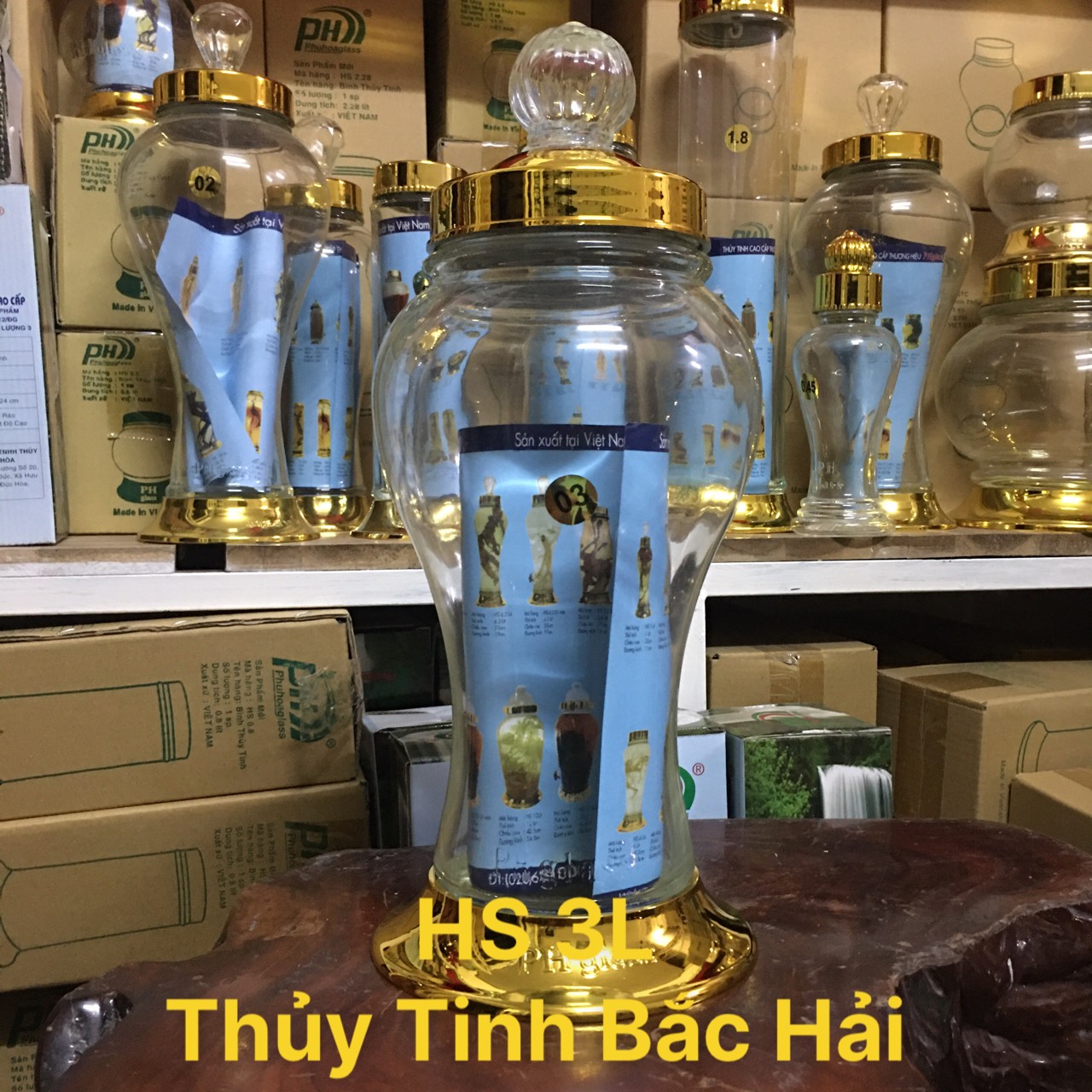 [HCM]BÌNH THỦY TINH VÀ HŨ THỦY TINH NGÂM RƯỢU 3L KHÔNG VAN- THỦY TINH BẮC HẢI
