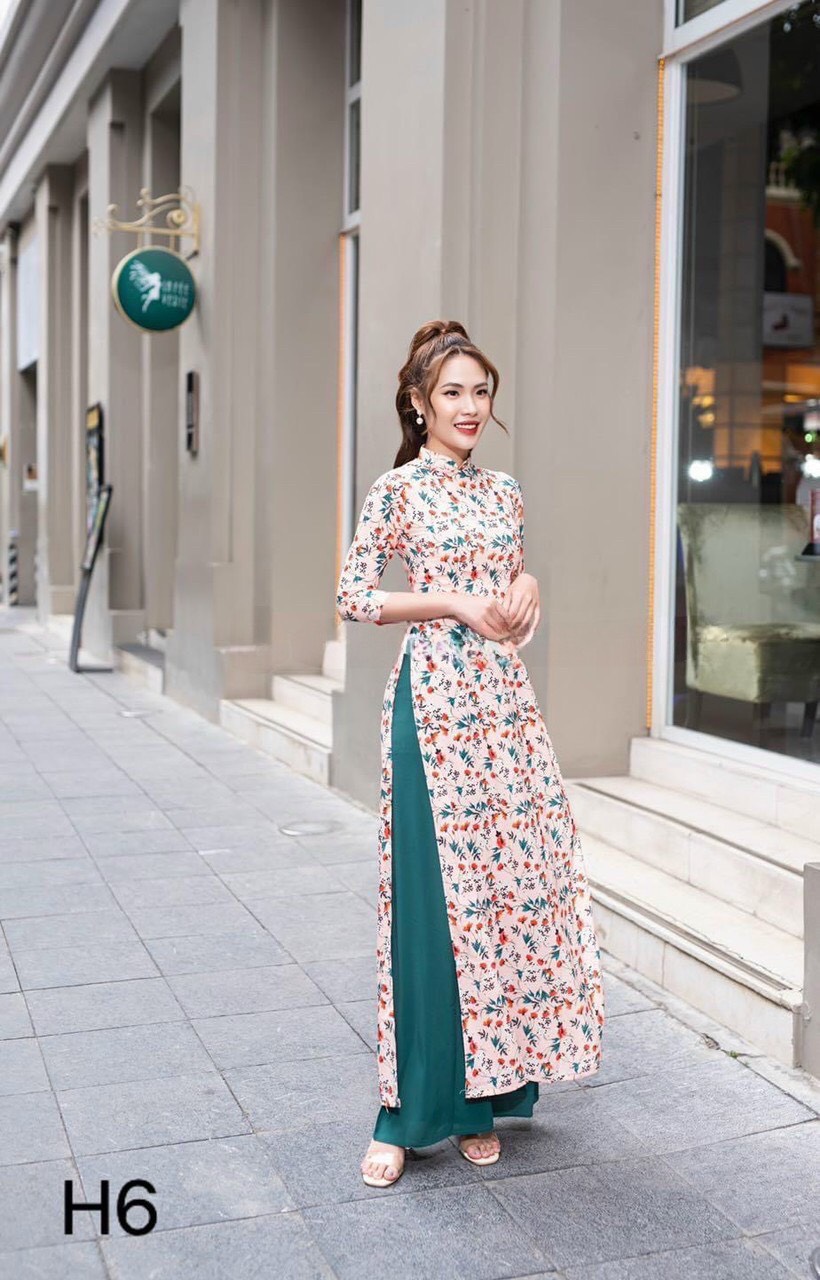 Bộ áo dài hoa nhí cao cấp đủ size