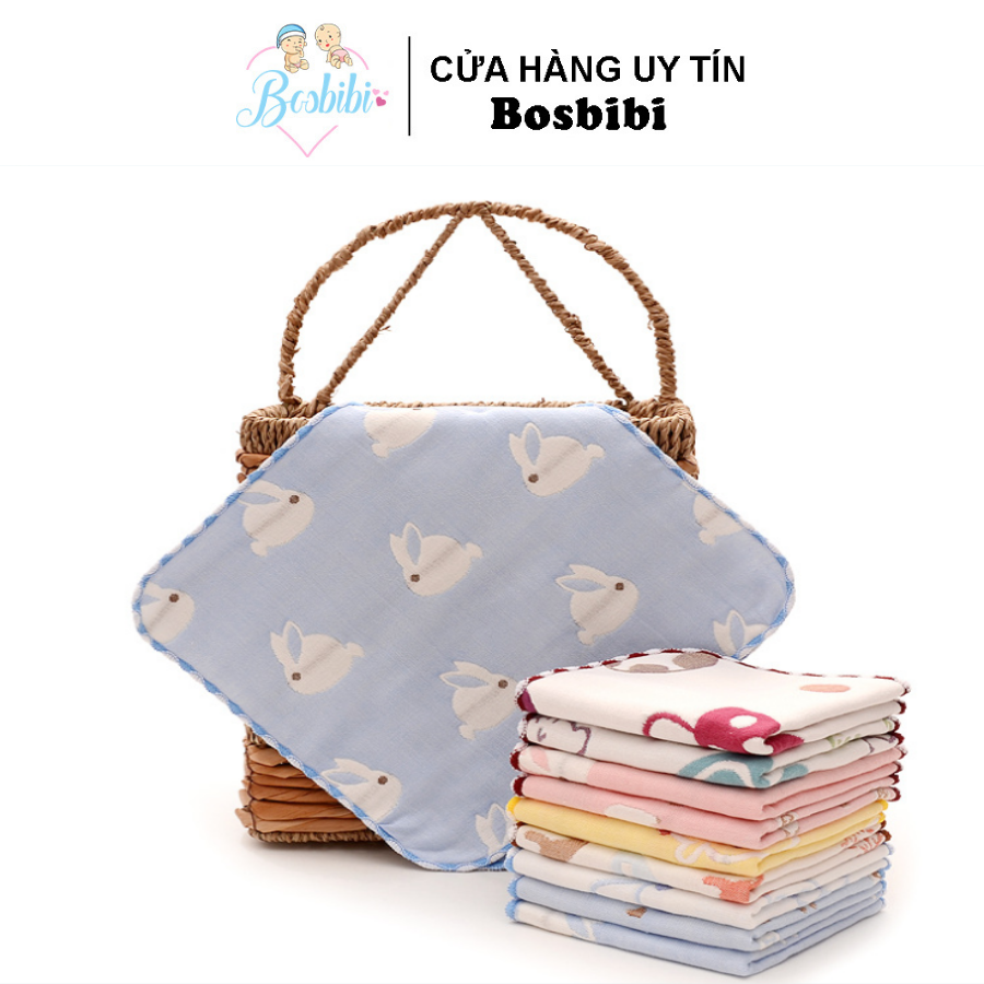 Khăn mặt cotton 6 lớp 25*25cm cho bé