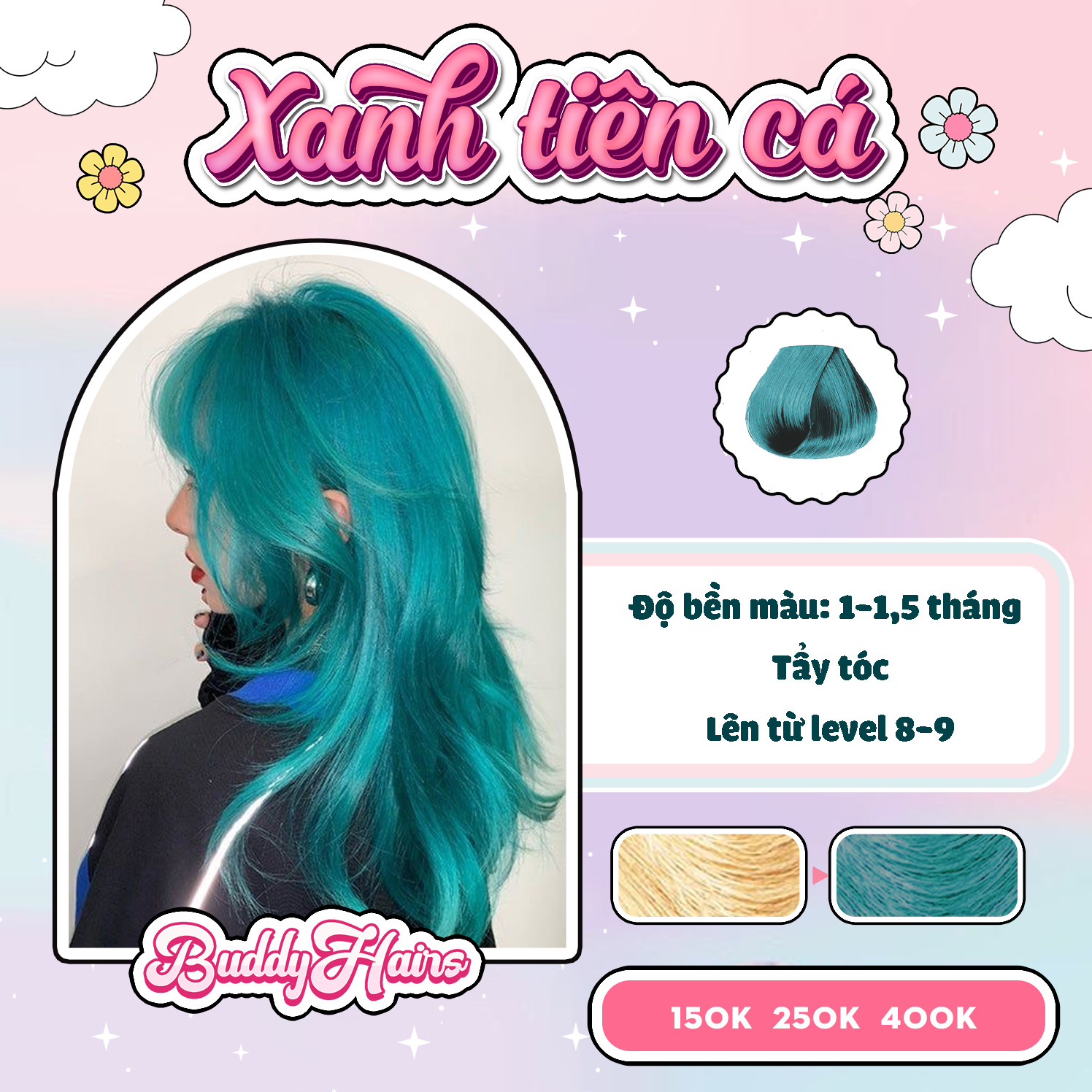Thuốc nhuộm tóc Xanh tiên cá buddyhairs