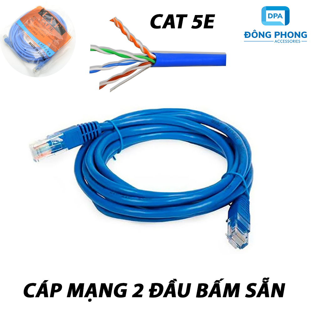 Cáp Mạng 2 Đầu Bấm Sẵn LXF Tốc Độ CAT 5E Đúc 2 Đầu