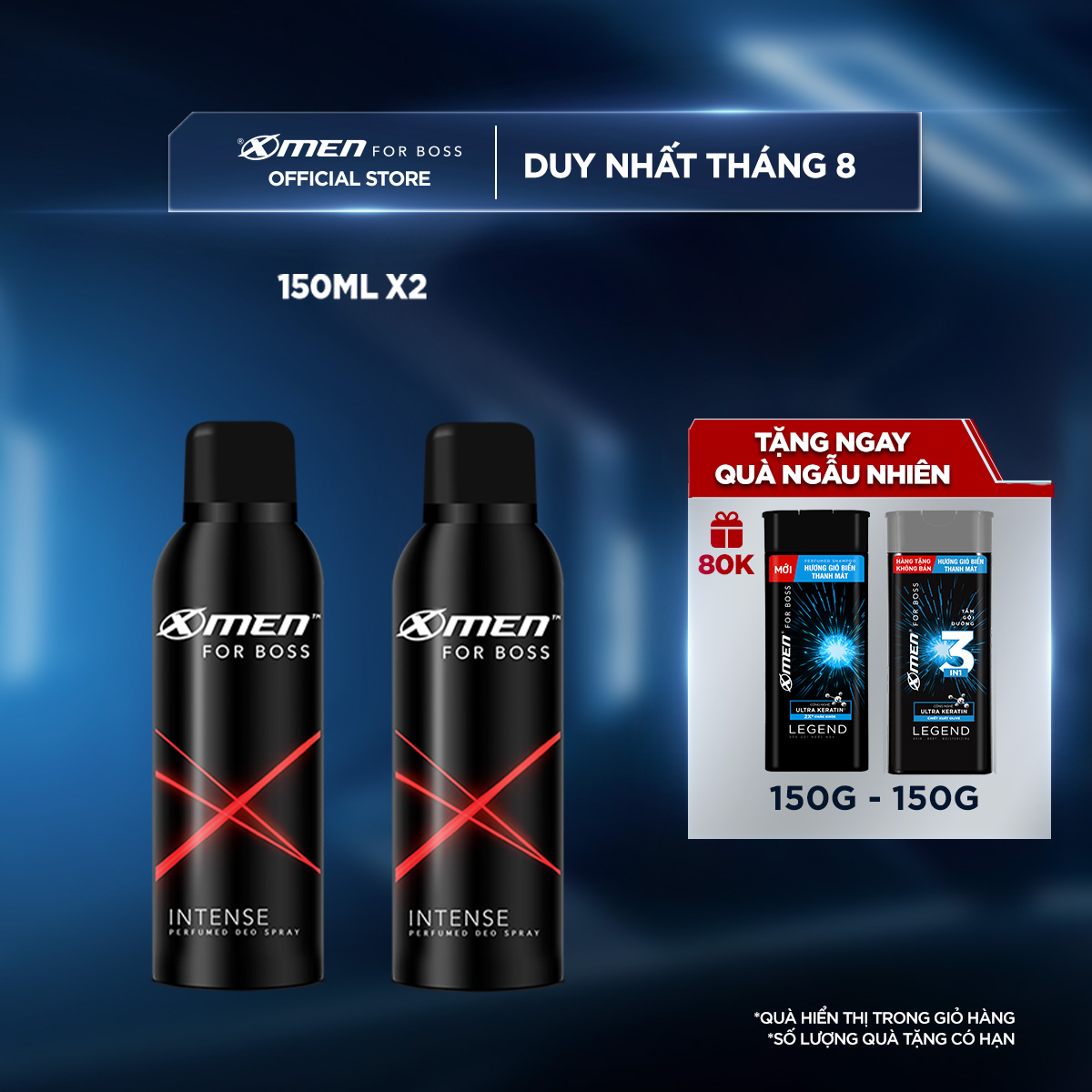Combo 2 chai Xịt khử mùi X-Men for Boss Intense 150ml