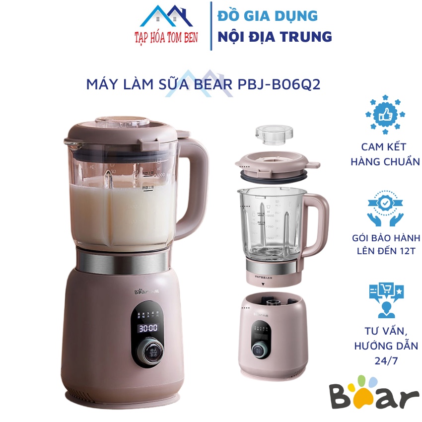Máy làm sữa hạt Máy xay đa năng làm sữa hạt, nấu cháo Bear PBJB06Q2 dung tích 1L Bền, đẹp, sang trọng - Máy làm sữa hạt Bear - máy xay thông minh - máy xay đa năng Bear