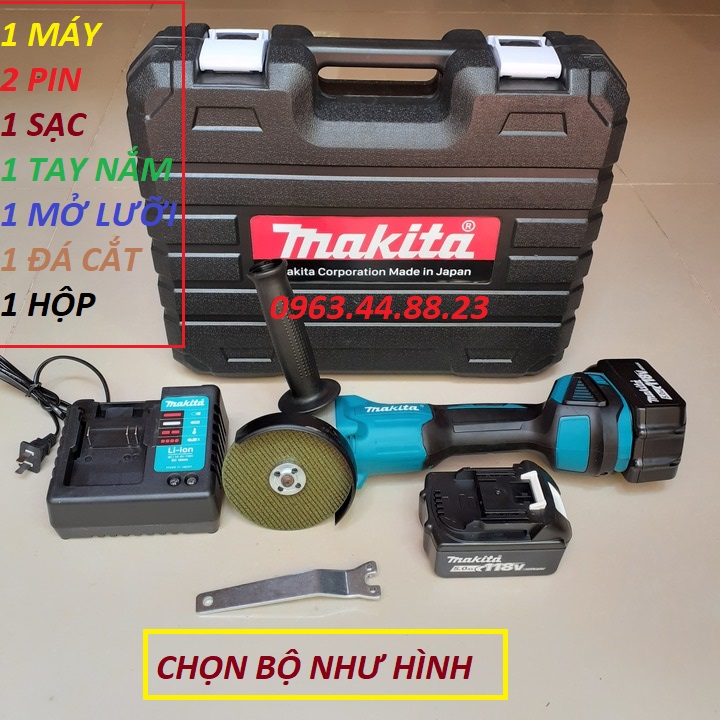 Máy mài Makita 118v, 2 pin 20000mAh, 3 tốc độ, không chổi than, tặng đá cắt