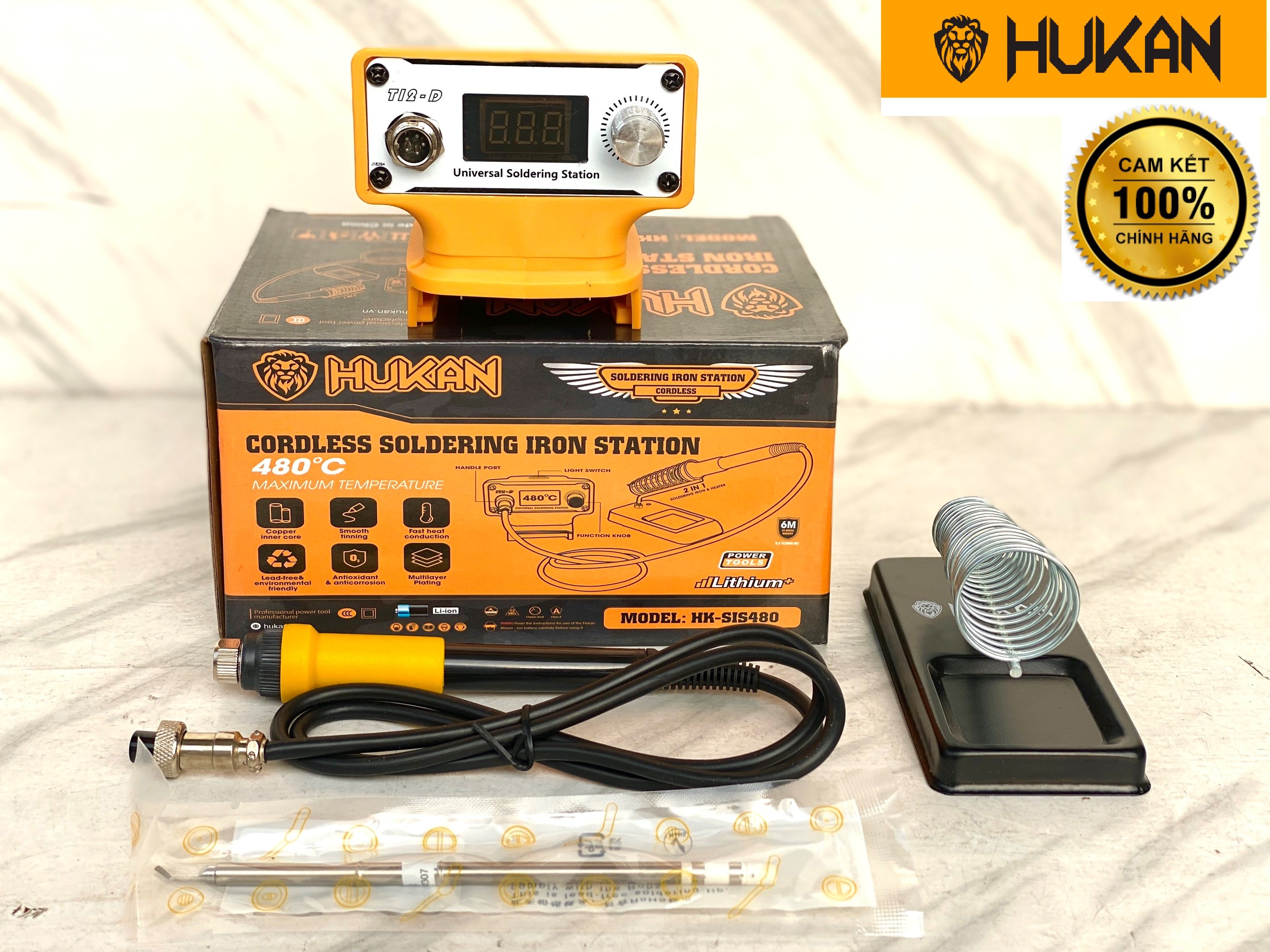 Thân máy hàn thiếc hukan 21v, mỏ hàn chì điều chỉnh nhiệt độ từ 150°c - 480°c
