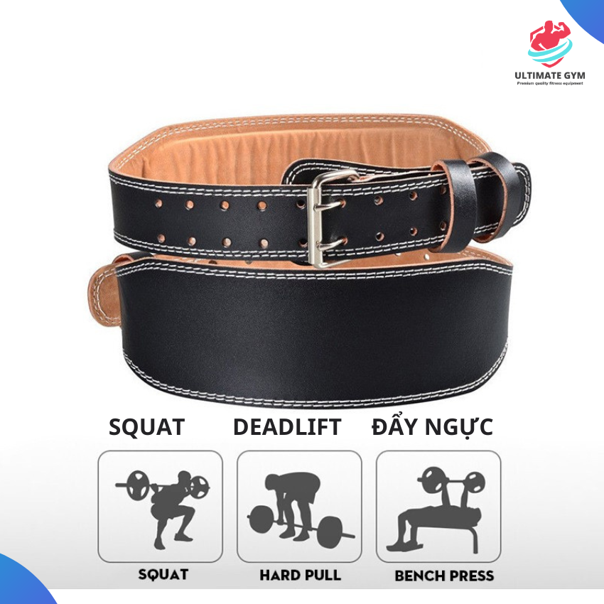 Đai lưng da cứng tập gym, đai gồng core bảo vệ thắt lưng hỗ trợ squat deadlift , đai lưng thể hình  ULTIMATE GYM