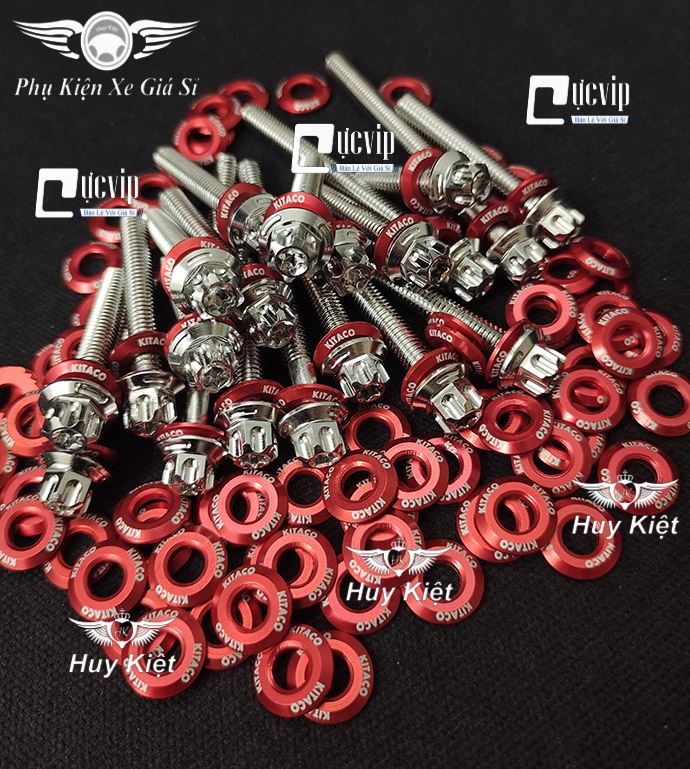 Bộ Ốc Lốc Máy Salaya M3 (PRO) + Tặng Lông Đền Nhôm KITACO Đỏ, Xanh Lục Bảo Cho Sonic, Wa, Si, Fu, SH, Raider, Satria, XiPo, AB, Dr, Win, Vario, Ex, Vision, Jupiter MS9999