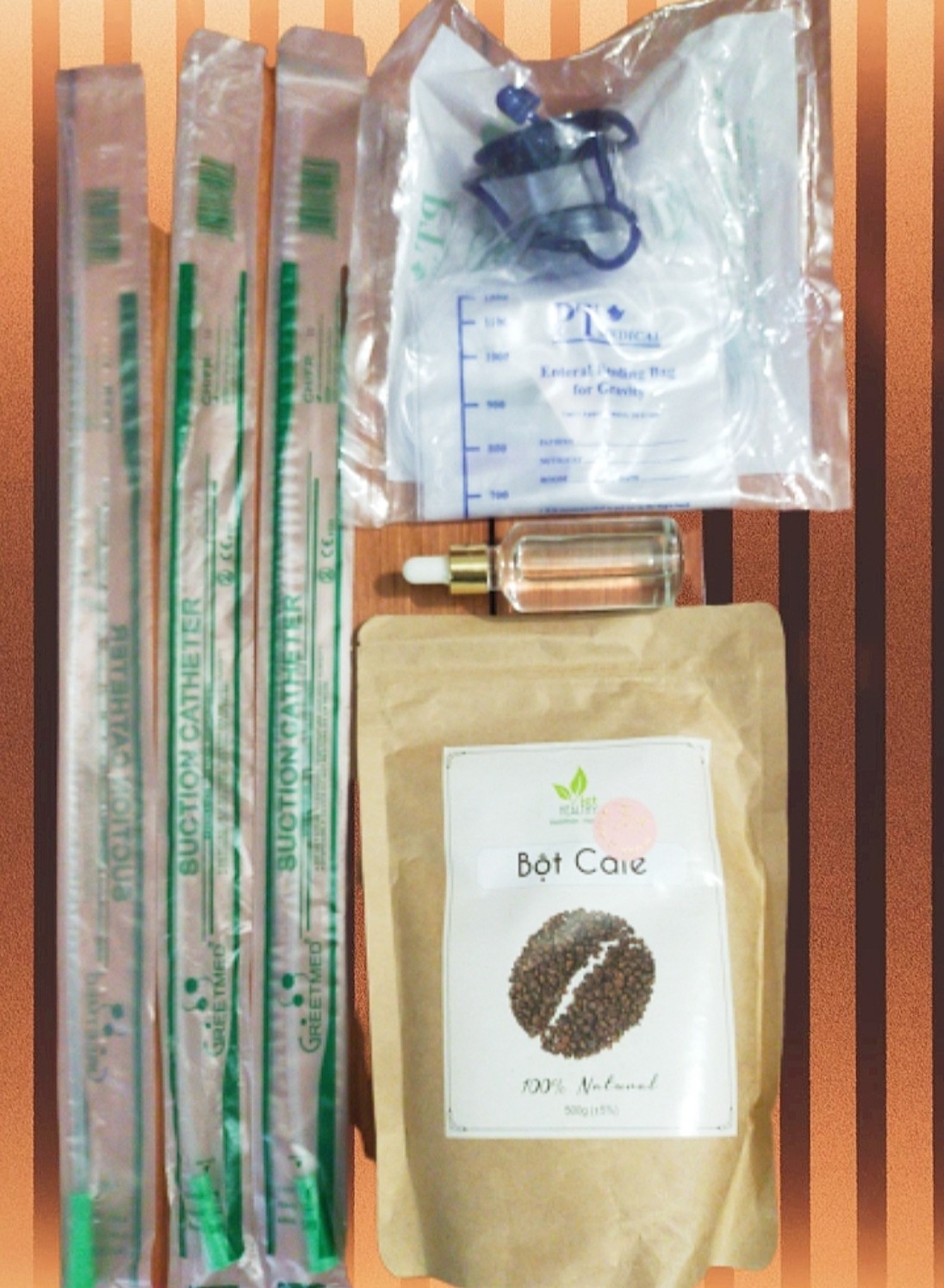 Bộ thải độc đại tràng 4 món dành cho người mới bắt đầu (500gr cà phê,1 túi truyền,3dây truyền,1dầù dừa