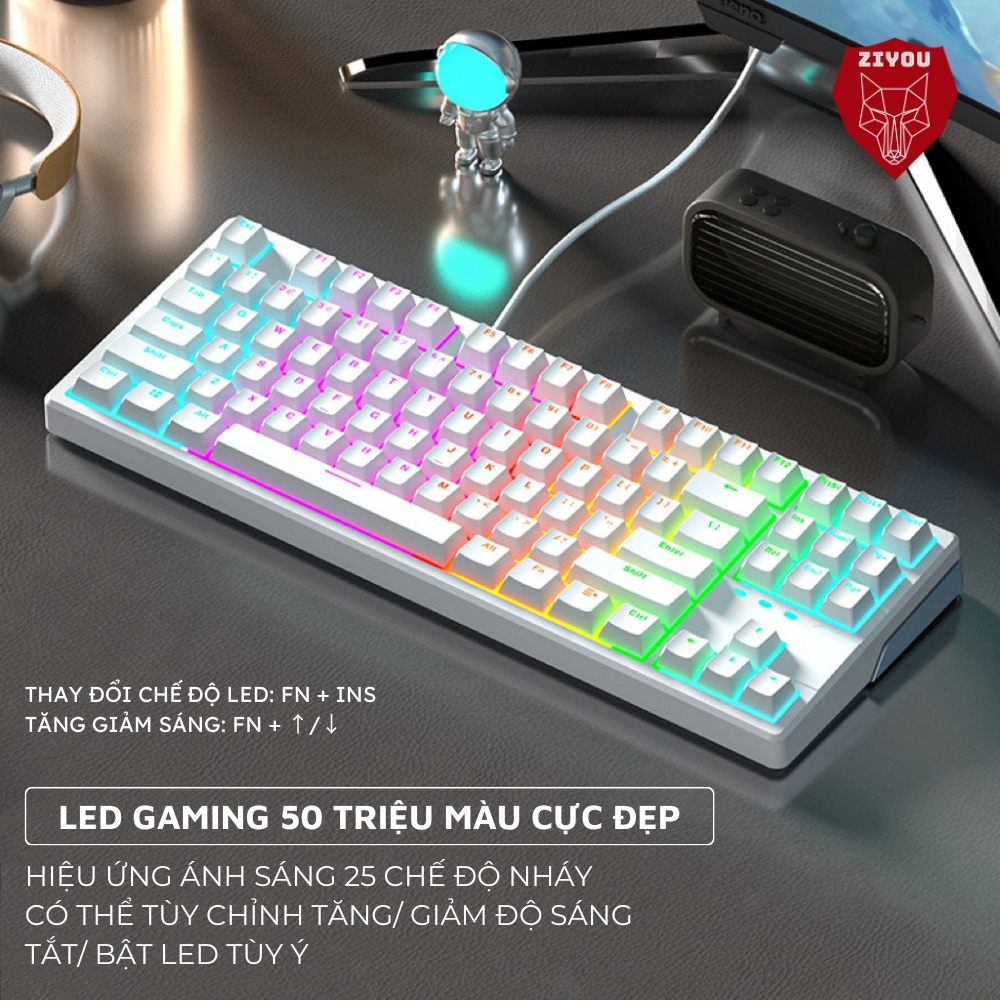 Bàn phím có dây x87 cao cấp led rgb siêu đẹp nhiều chế độ bàn phím chơi game