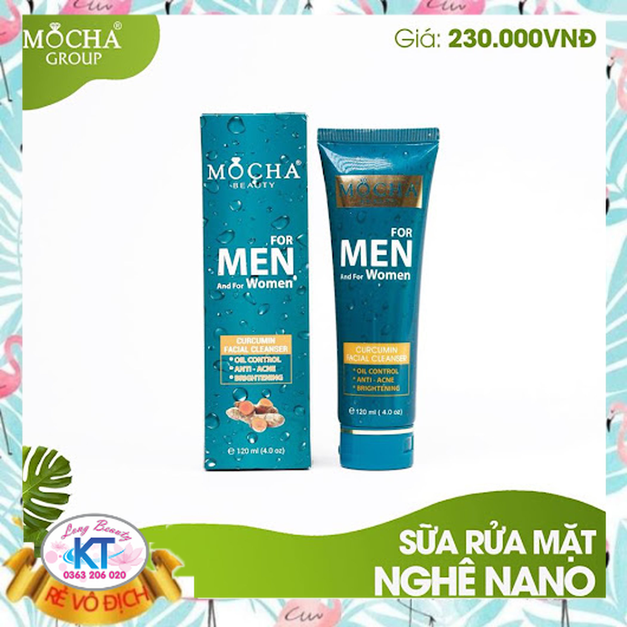 [Chính hãng-Mocha Hàn quốc]Sữa Rửa Mặt Nghệ Nano Mocha Beauty (120ml)  - Dành cho da nhạy cảm và da mụn - Sữa rửa mặt