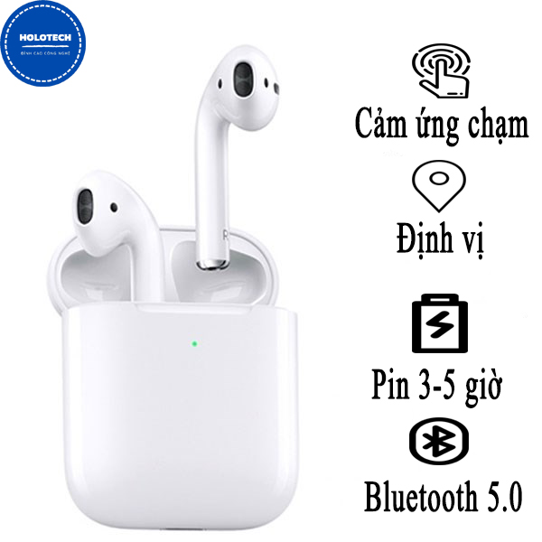 Tai nghe bluetooth Air 2 đàm thoại 2 tai, âm bass siêu ấm, có thể định vị, đổi tên hỗ trợ sạc không dây