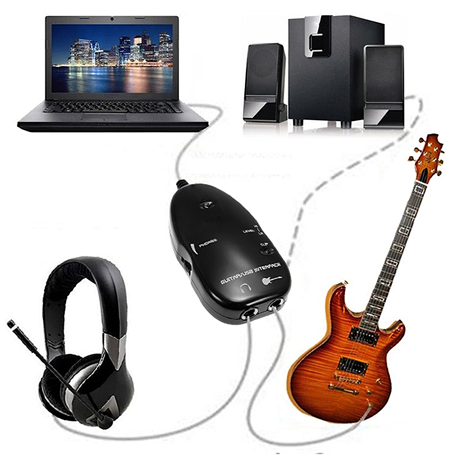 Guitar To USB Sound Player Sound Card Effector Interface Link Audio Cable