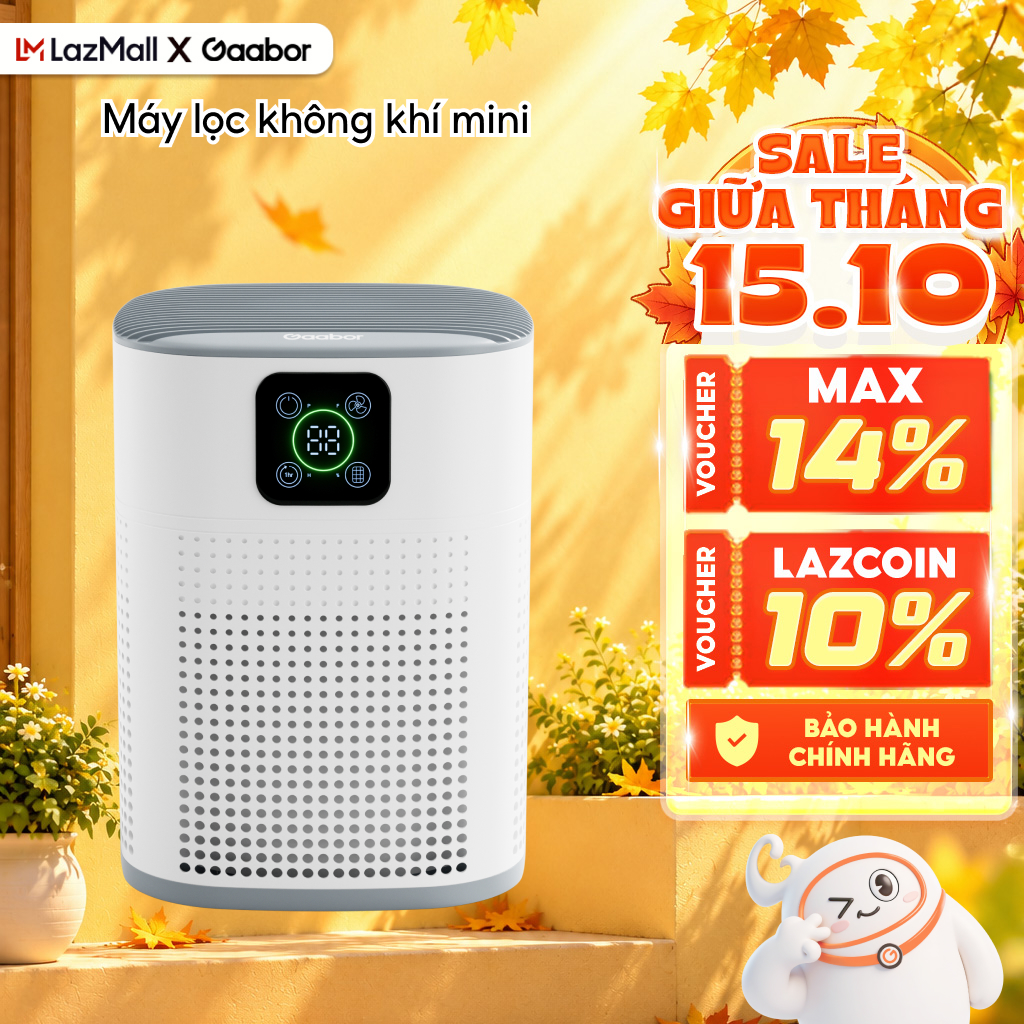 Gaabor Ap-T01A Mini Desktop Air Purifier Filters Fine Dust Pm2.5 with Timer up to 9 Hours for Areas under 20m2 - 12 Month Warranty, 1 for 1 Exchange