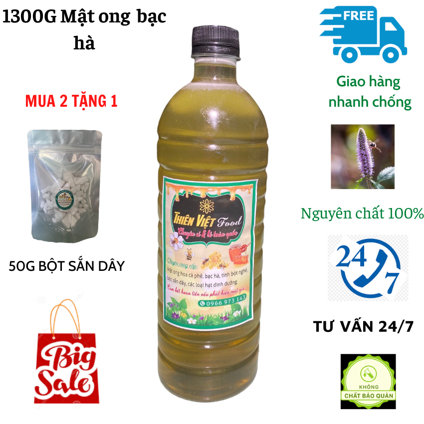Mật ong bạc hà nguyên chất Đồng Văn Hà Giang 1300gr- THIÊN VIỆT FOOD