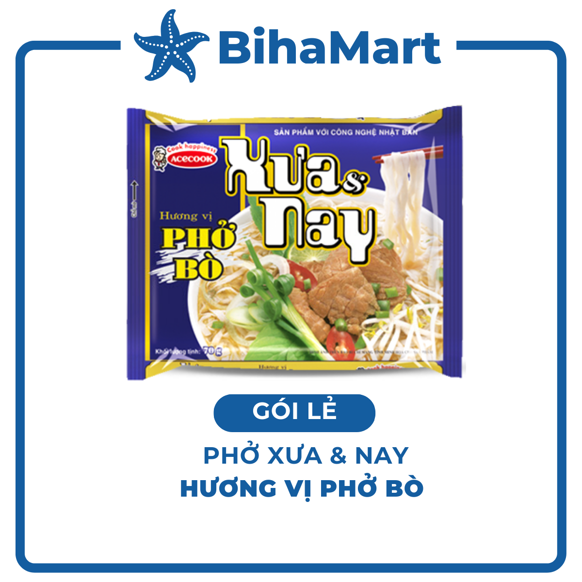 1 PACKAGE - ACECOOK - INSTANT PHO NOODLES XUA & NAY BEEF FLAVOUR 70G