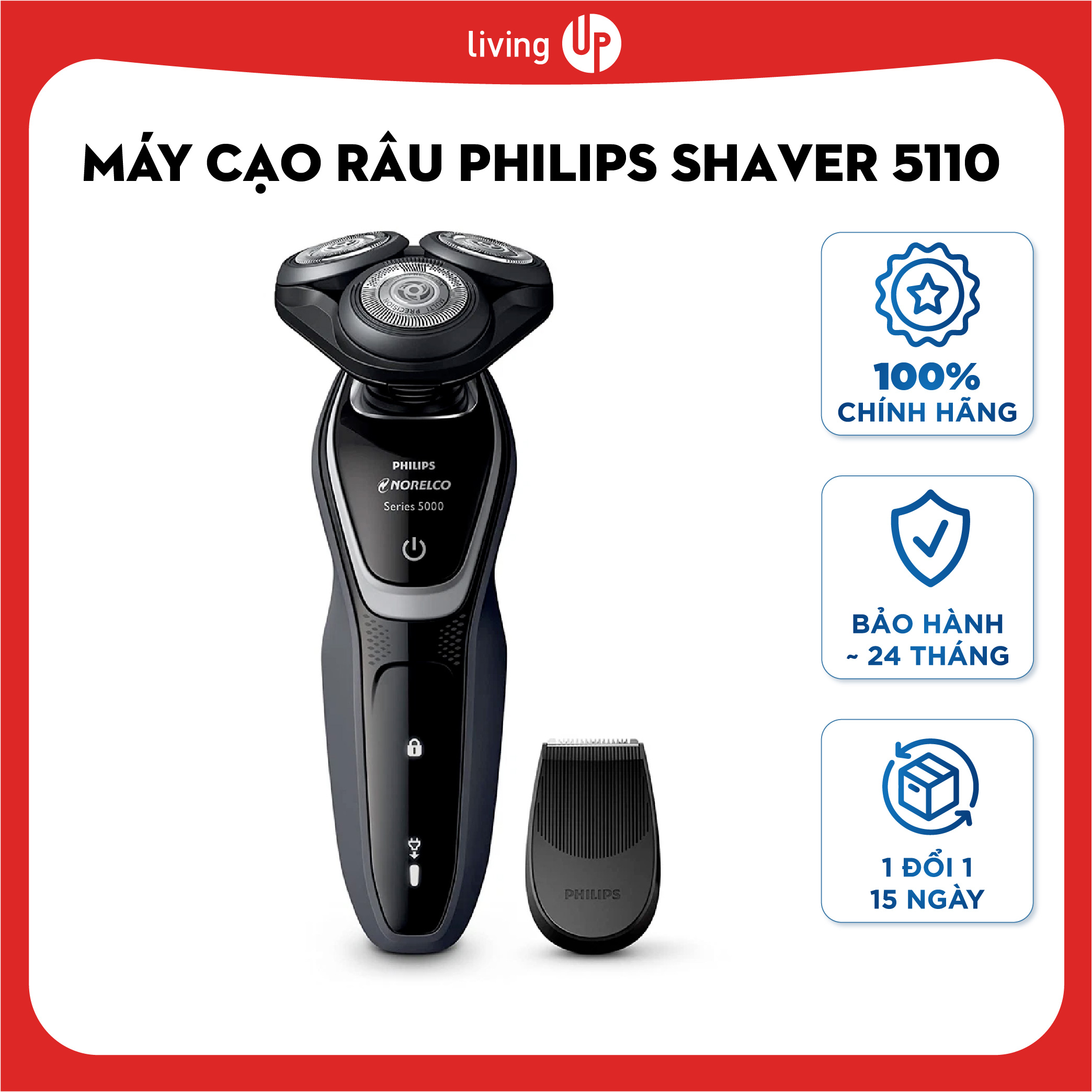 Máy cạo râu Philips Norelco 5110 Wet&Dry chống nước, cạo ướt + khô