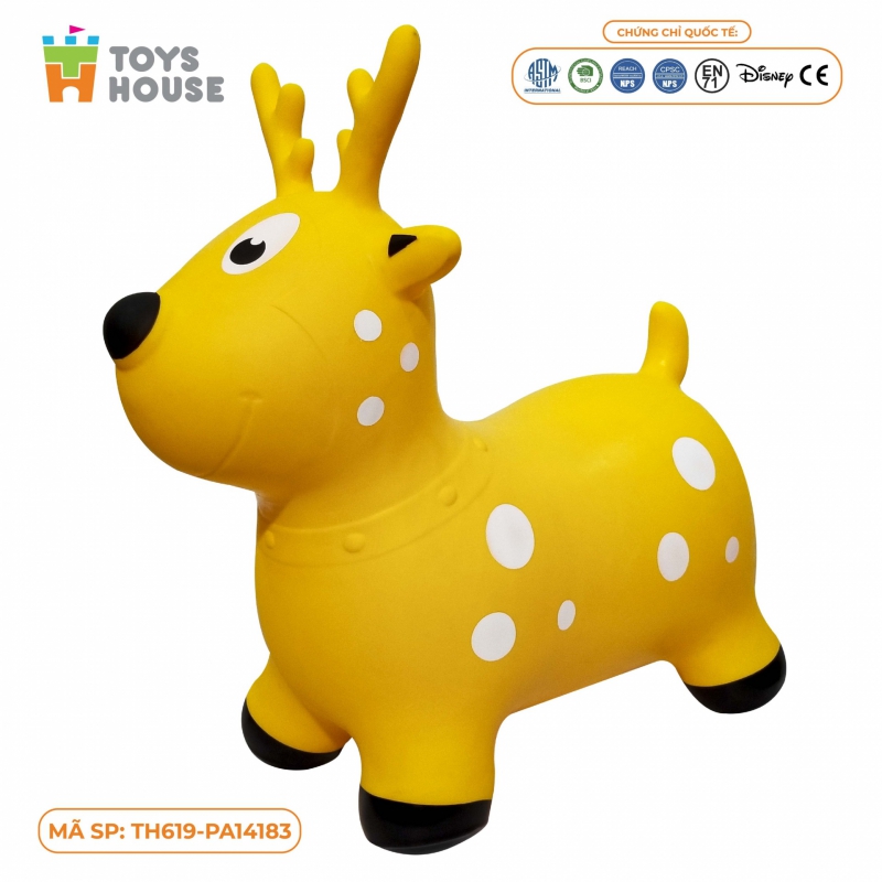 Thú nhún bơm hơi hình tuần lộc CAYABE màu vàng