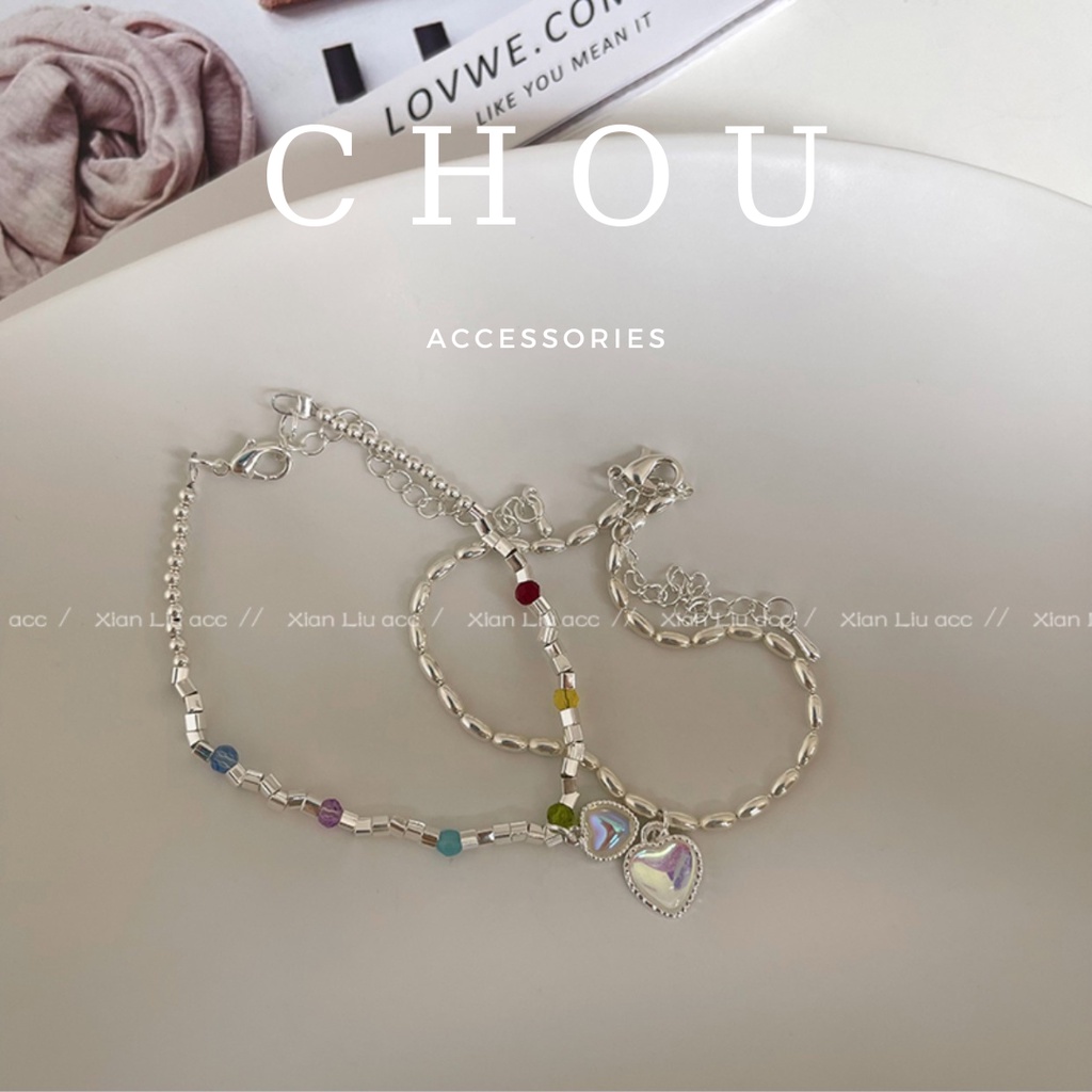 Vòng tay, lắc tay trái tim phối hạt | chou accessories |