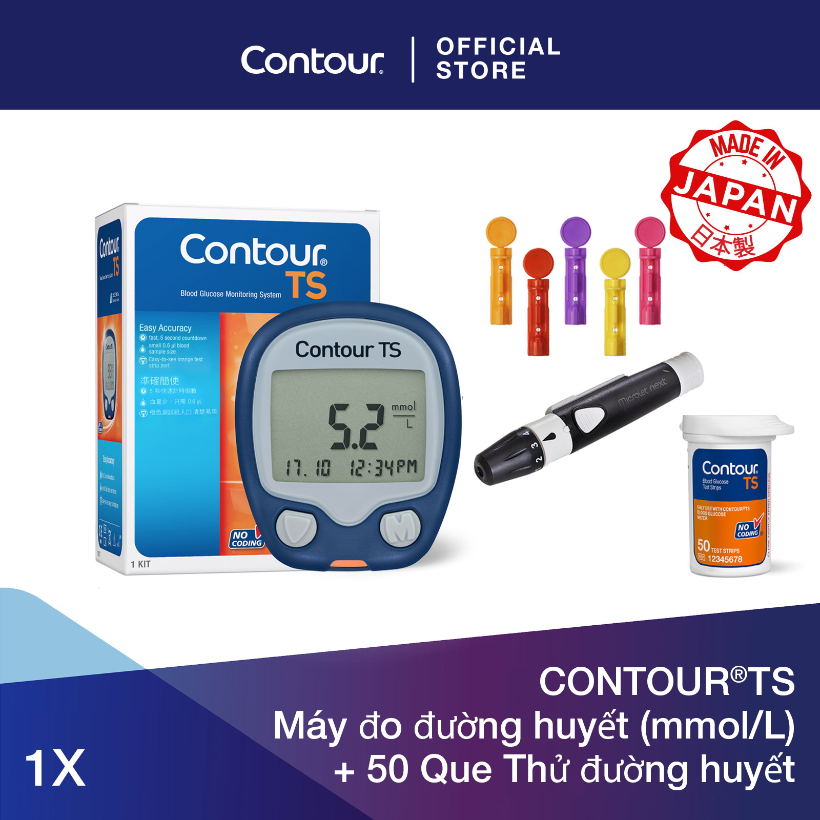 Contour®ts máy đo đường huyết + 50 que thử đường huyết