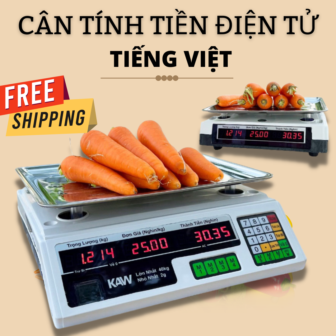 (FREE SHIP)Cân điện tử tính tiền KAW K550, cân tối đa 40kg chất lượng tốt, siêu chuẩn xác, chống nước