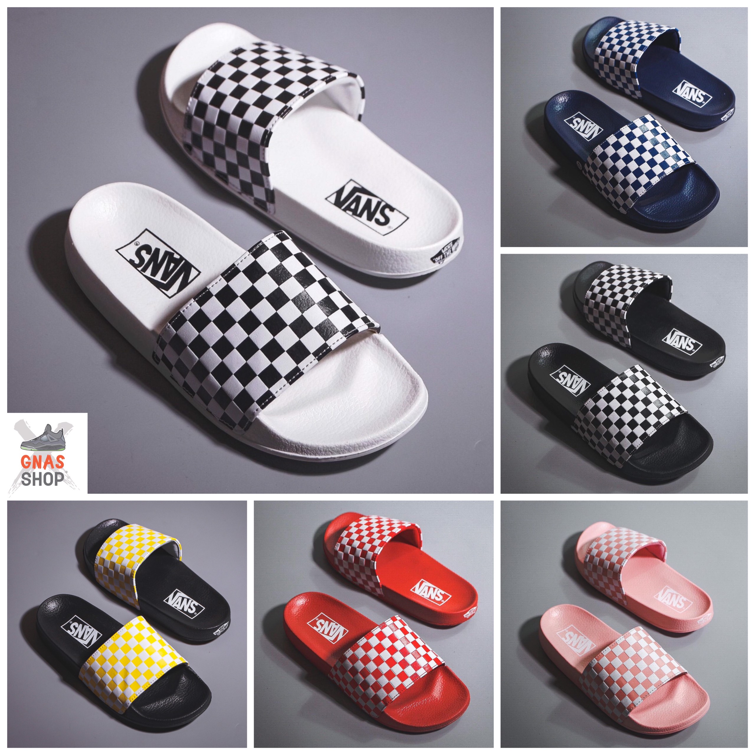 [HCM]Dép vans caro quai ngang [siêu nhẹ và êm] full box