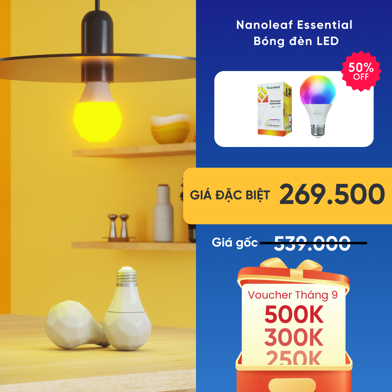 Bóng đèn LED thông minh Nanoleaf Essentials Bulbs 16 triệu màu