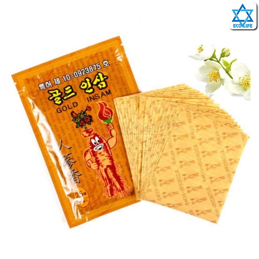 Ecolifestore - Cao dán hồng sâm hàn quốc đặc biệt Gold Insam vàng, Giúp giảm đau nhức xương khớp, túi 25 miếng