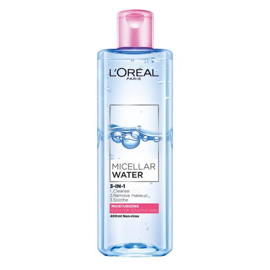Nước tẩy trang L'Oreal Paris Micellar Water dưỡng ẩm 95ml - 400ml (màu hồng)