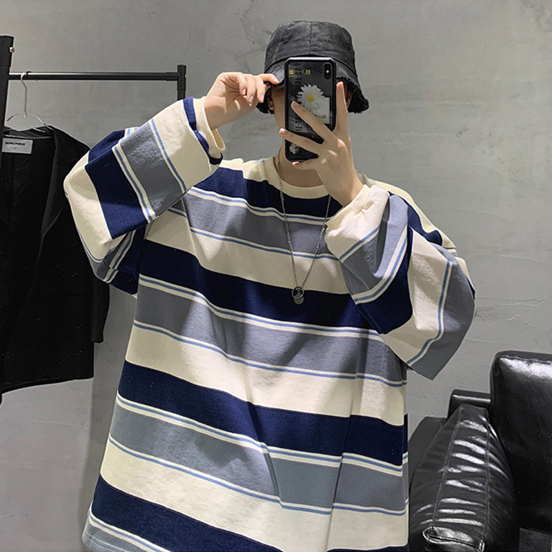 Áo thun tay dài sọc kẻ unisex áo dài tay sọc kẻ nam nữ form rộng chất cotton mềm phong cách hàn quốc