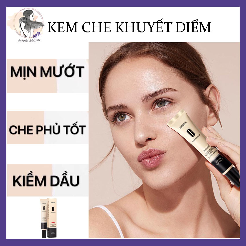 [FREESHIP + TẶNG VOUCHER 10K] Kem Che Khuyết Điểm Hiisees, Che Khuyết ĐIểm Mụn, Sẹo, Hình Xăm, Tràm Nám, Tàn Nhang trên Da, Mềm Mịn, Kiềm Dầu, Sử Dụng Như Phấn Phủ, CLAURA BEAUTY