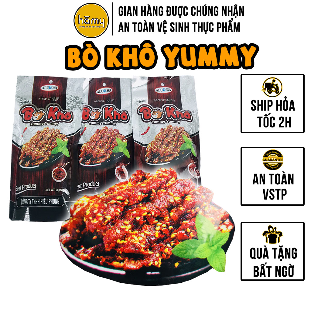 Combo 10 gói Snack bò khô Yummy 100g đồ ăn vặt siêu ngon - đồ ăn vặt Hà My