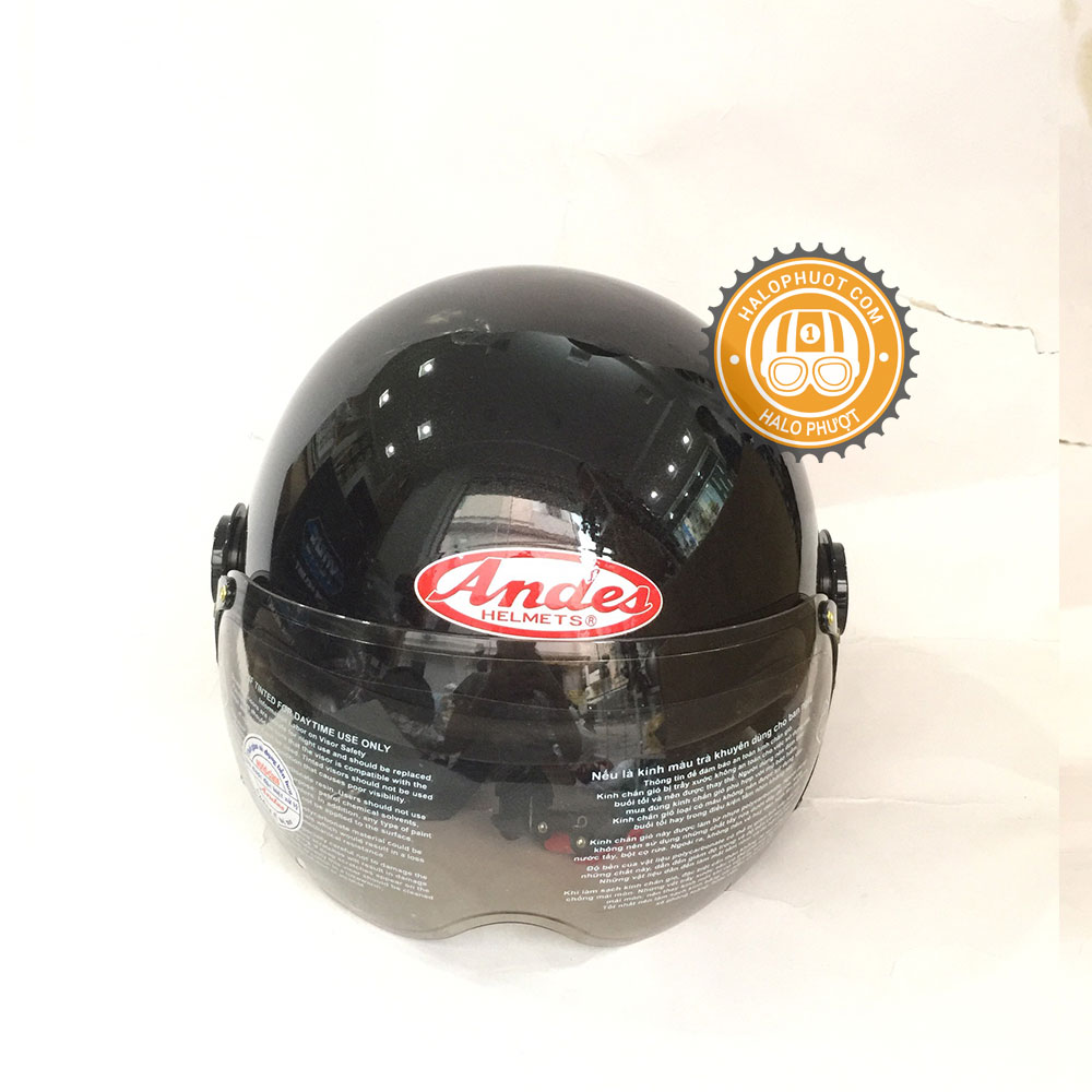 Nón bảo hiểm Andes 3S 103 3/4 có kính (Đen Bóng)