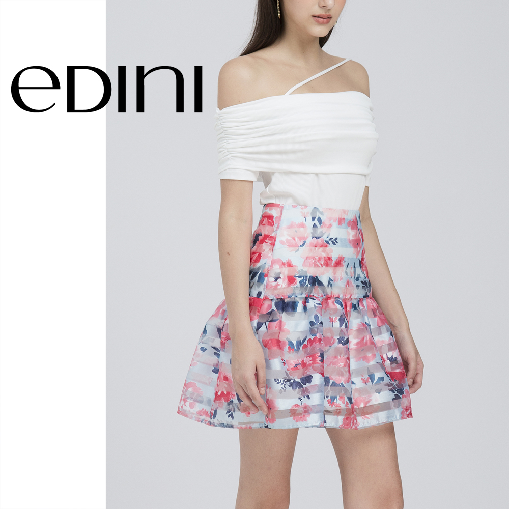 Chân váy xòe dáng ngắn in họa tiết hoa tiểu thư - edini - v436