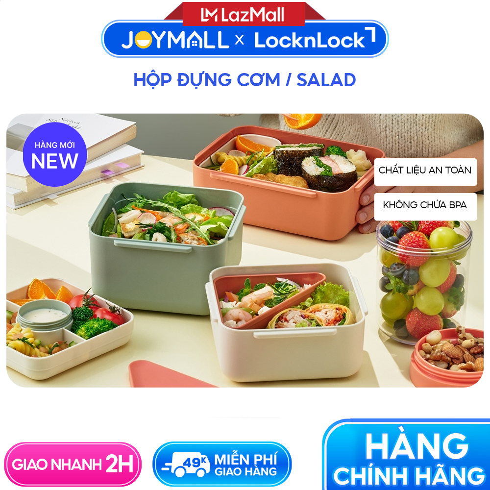 Hộp Đựng Cơm, Salad LocknLock TO-GO LCB410 LCB411 LCB412 920ml 1.25L 1.3L, Hàng Chính Hãng - JoyMall